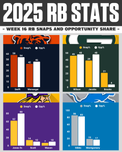 NFC NORTH Week 16 RB Snaps Report