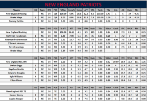 Patriots Week 21 Projections