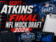 Scott Atkins Final NFL Mock Draft 2026 graphic featuring first round projections, rankings and draft analysis