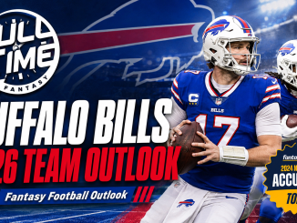 Buffalo Bills fantasy football outlook 2026 featuring Josh Allen James Cook DJ Moore and Dalton Kincaid