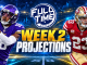 Justin Jefferson and Christian McCaffrey featured on the FullTime Fantasy Week 2 projections graphic