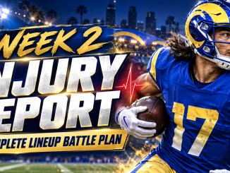 Puka Nacua on the Week 2 fantasy football injury report and complete lineup battle plan graphic