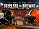 Steelers and Browns helmets in Cleveland’s Dawg Pound for the Thursday Night Fantasy, Betting and DFS Guide.